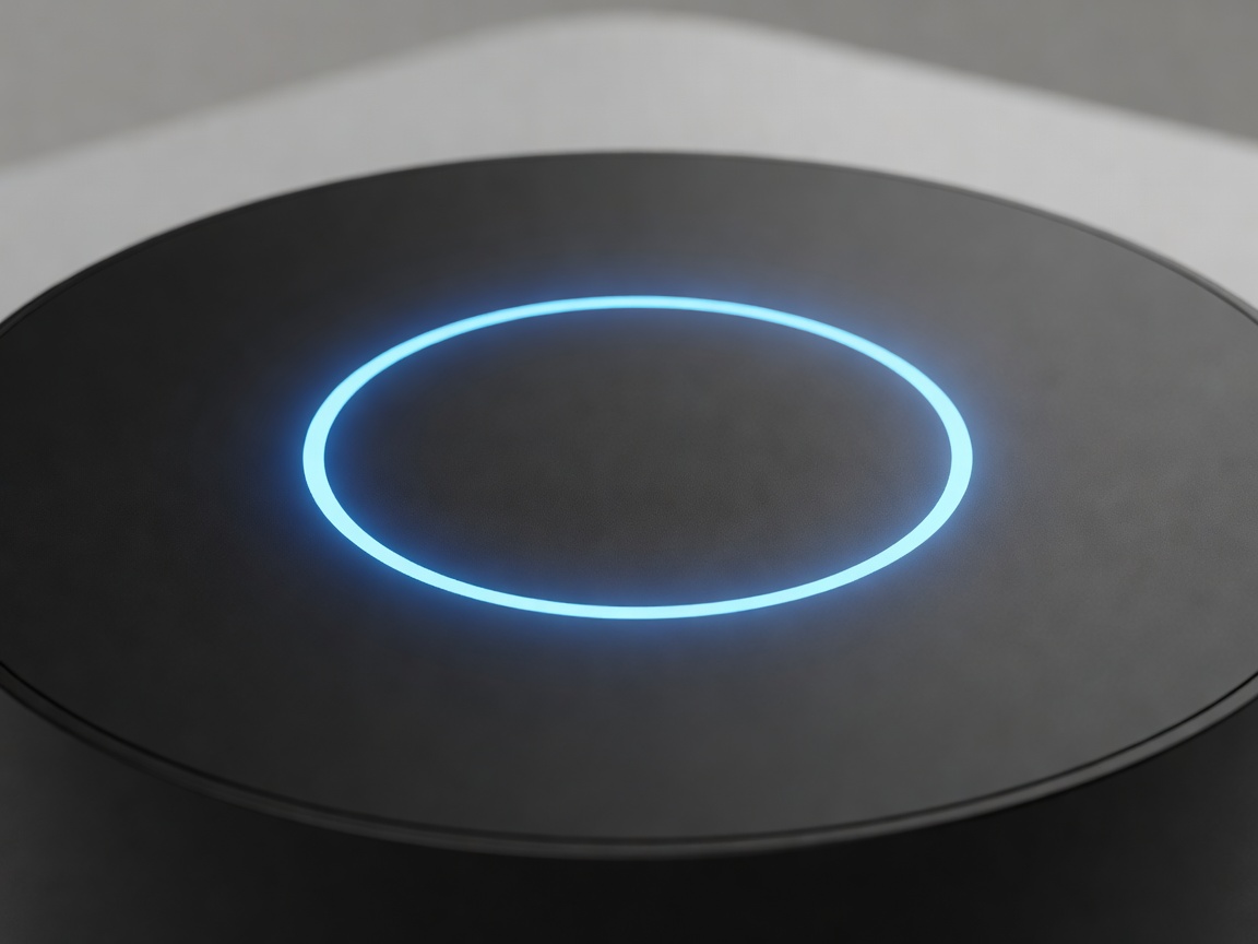 Close up of a smart speaker's top interface