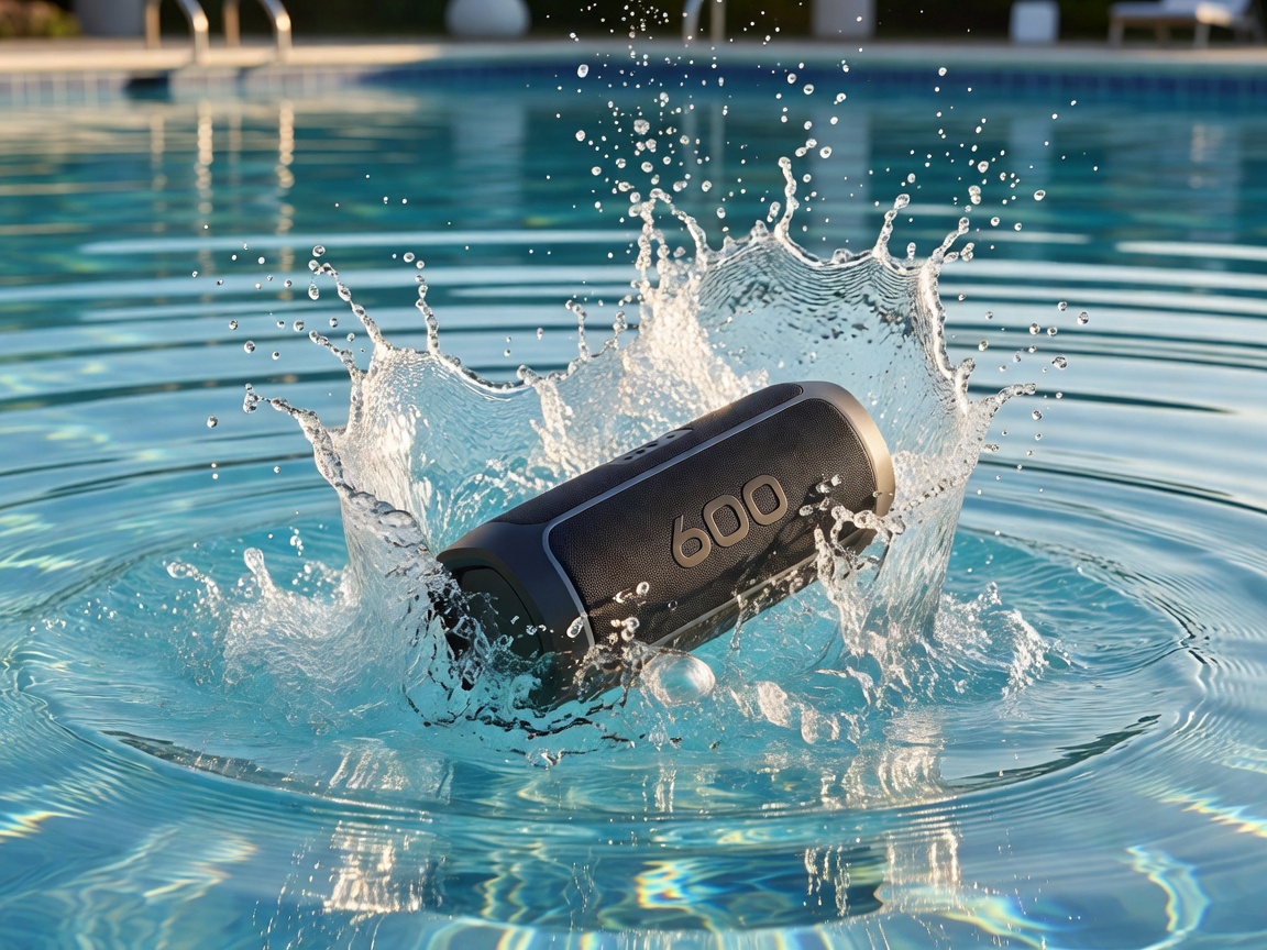 Waterproof speaker splashing in a pool