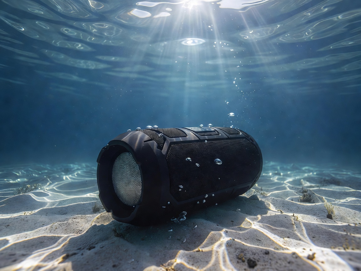 Waterproof speaker submerged in water